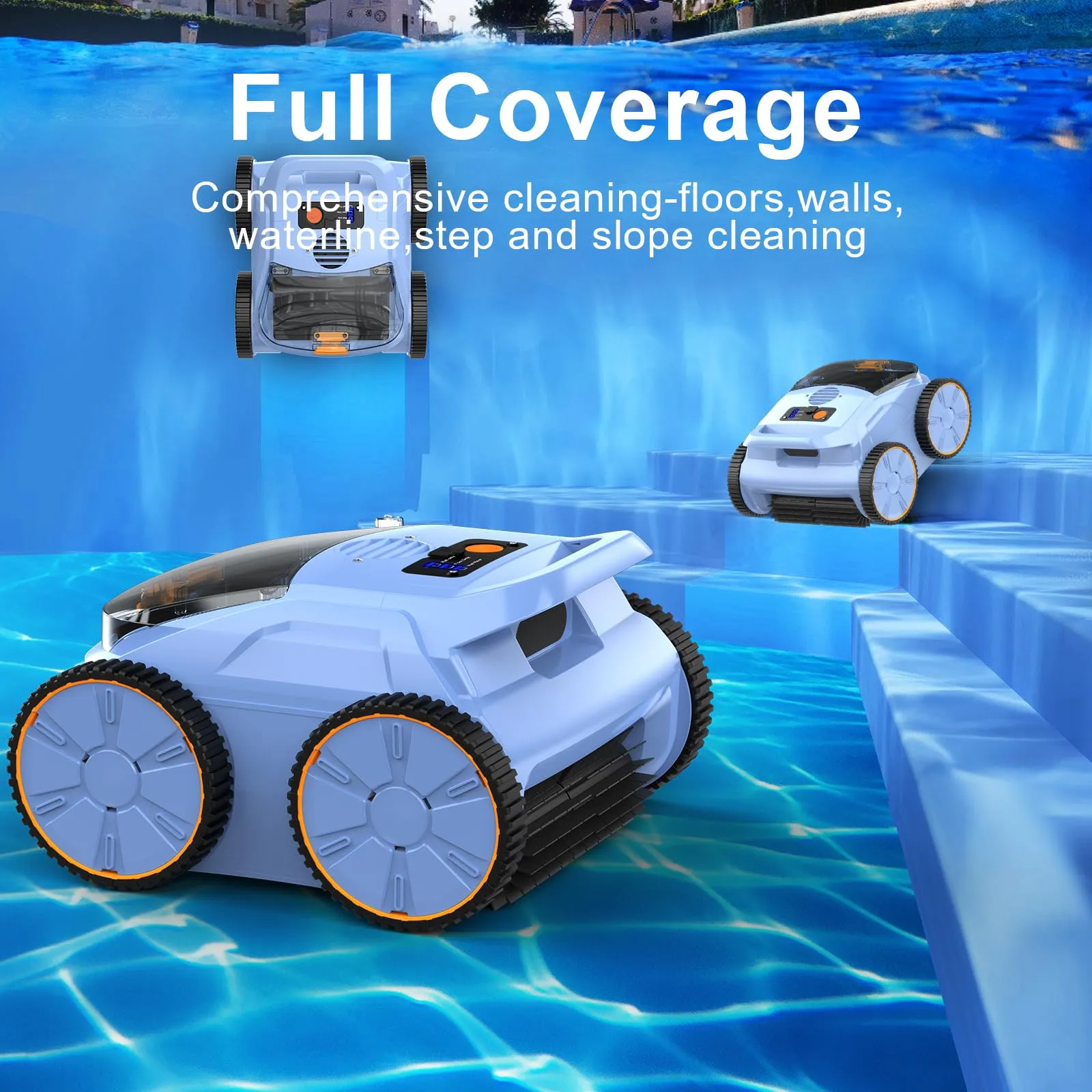 (2025 New) Robotic Pool Vacuum, Robotic Pool Cleaner for Inground Pools, Smart Navigation, Floor/Wall/Waterline Cleaning, 150 Mins Runtime for Pool Up to 2000 Sq.ft