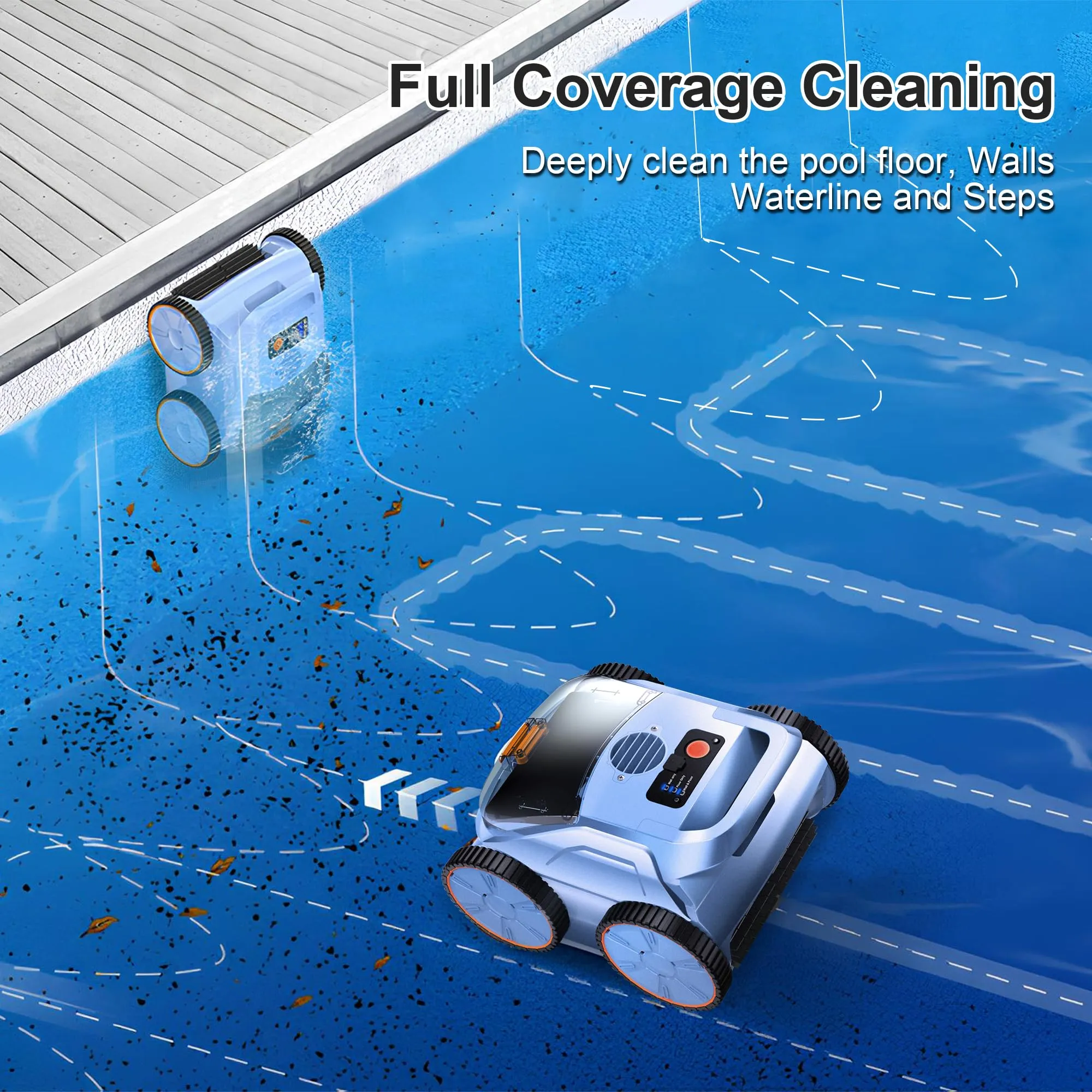 (2025 New) Robotic Pool Vacuum, Robotic Pool Cleaner for Inground Pools, Smart Navigation, Floor/Wall/Waterline Cleaning, 150 Mins Runtime for Pool Up to 2000 Sq.ft
