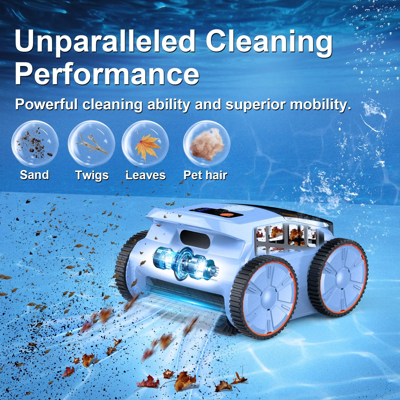 (2025 New) Robotic Pool Vacuum, Robotic Pool Cleaner for Inground Pools, Smart Navigation, Floor/Wall/Waterline Cleaning, 150 Mins Runtime for Pool Up to 2000 Sq.ft