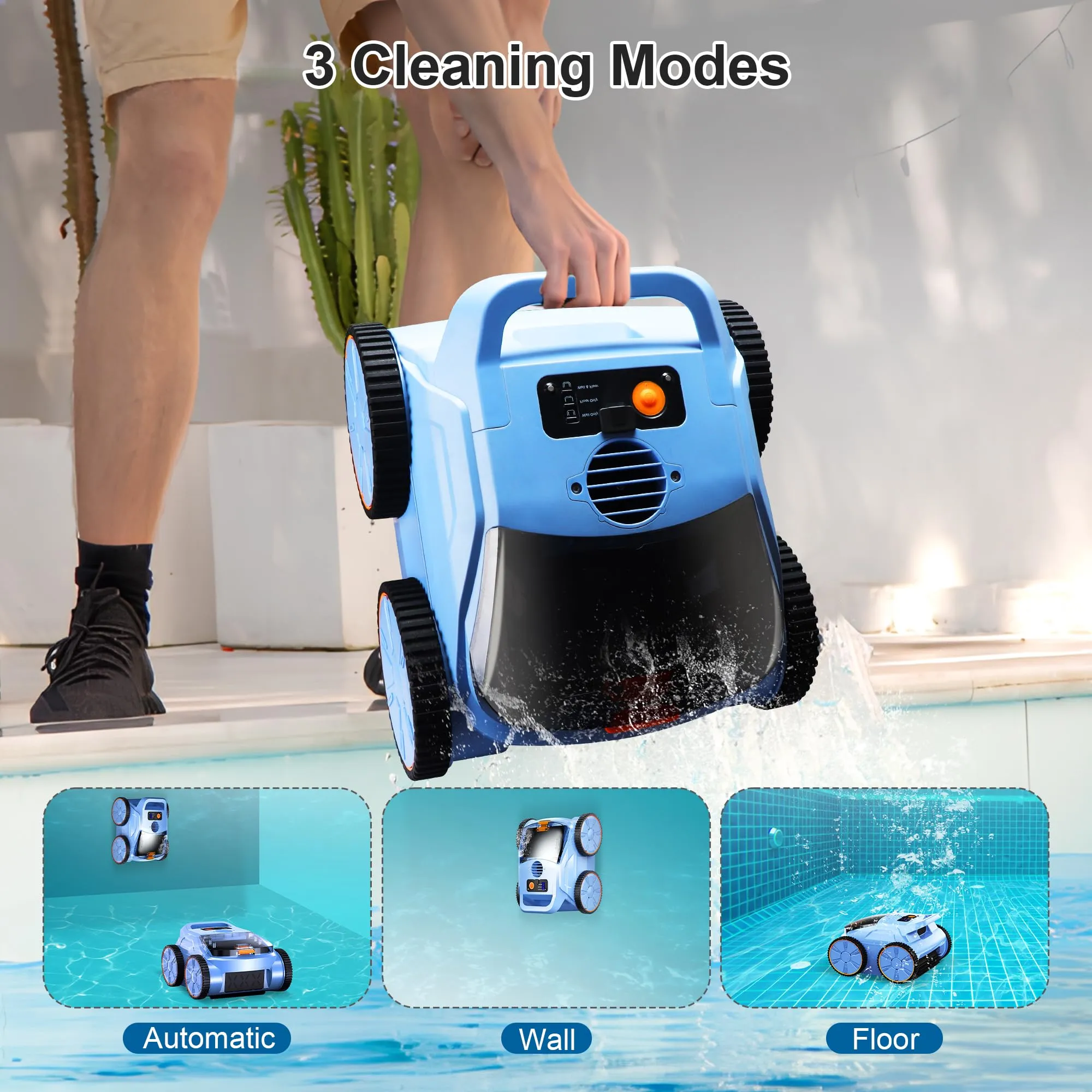 (2025 New) Robotic Pool Vacuum, Robotic Pool Cleaner for Inground Pools, Smart Navigation, Floor/Wall/Waterline Cleaning, 150 Mins Runtime for Pool Up to 2000 Sq.ft