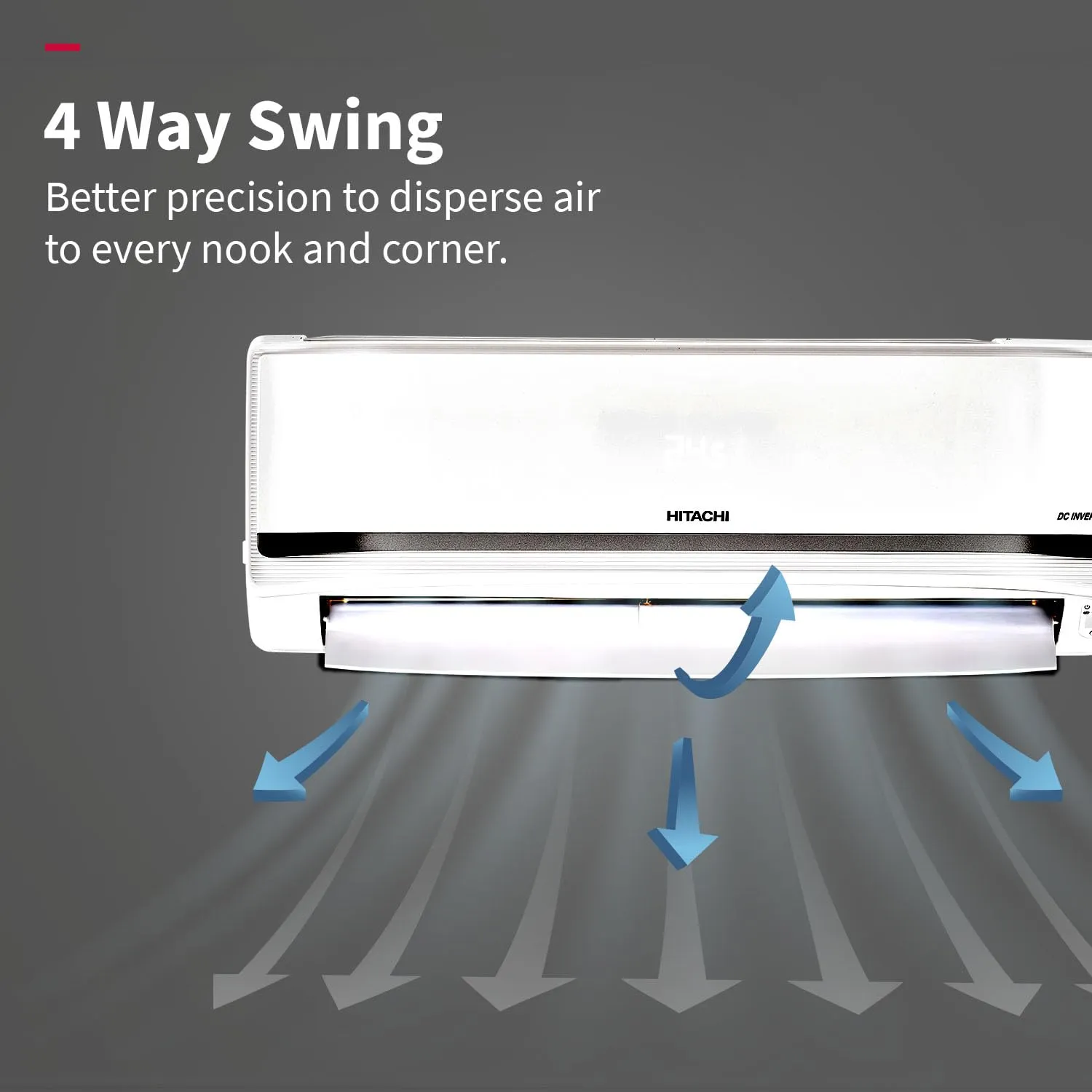 Hitachi RAS.V522PCBISH1 2 Ton Class 5 Star, 4-Way Swing, ice Clean, Xpandable , Inverter Split AC (100% Copper, Dust Filter, 5500STXL  White)